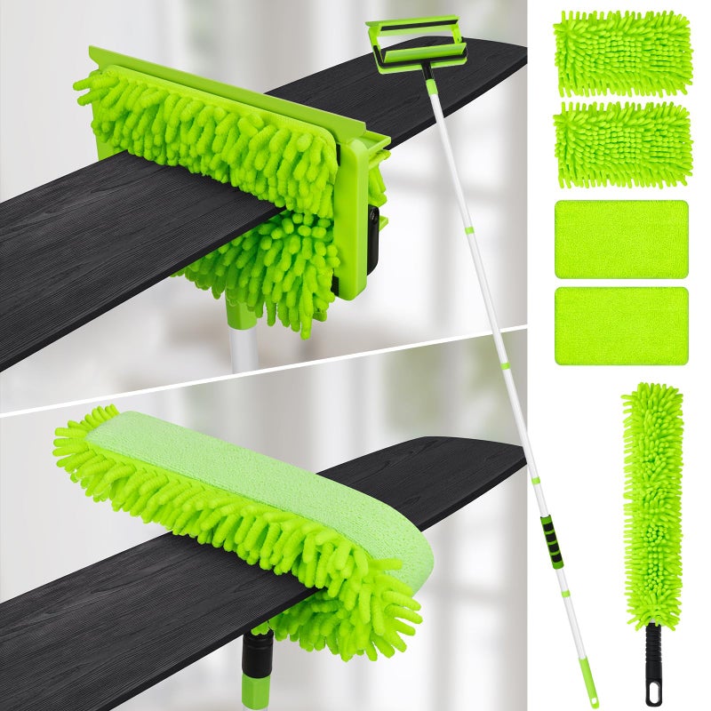Ceiling Fan Cleaner Duster with 75 Extension Pole Flexible High Ceiling Fan Blades Cleaning Tool Reusable Skinny Duster for Tight Spaces